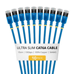ＳｔａｒＴｅｃｈ．ｃｏｍ Cat6A LANケーブル/極細/15cm/10本セット/ブルー/FTPシールド(6ASTP34BLS15CM10PK) 取り寄せ商品