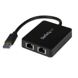 StarTech.com LANアダプター/USB 3.0/2x RJ45/10/100/1000 Mbps/ブラック(USB32000SPT) 目安在庫=○