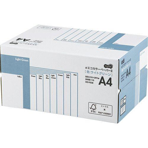 TPS αエコカラーペーパーII A4 ライトグリーン 業務用パック 1箱(5000枚:500枚×10冊)(AECLGA4-BX) 目安在庫=○