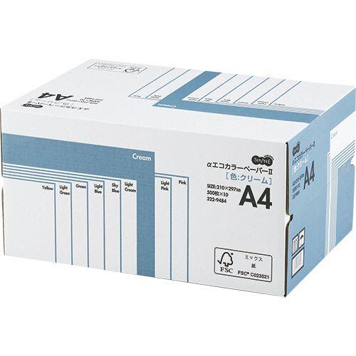 TPS αエコカラーペーパーII A4 クリーム 業務用パック 1箱(5000枚:500枚×10冊)(AECCRA4-BX) 目安在庫=○