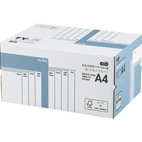 TPS αエコカラーペーパーII A4 スカイブルー 業務用パック 1箱(5000枚:500枚×10冊)(AECSBA4-BX) 目安在庫=○