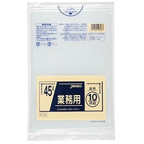 業務用ポリ袋 45L 透明 10枚×60袋入 P-43 (1箱(10枚×60袋入り)) 取り寄せ商品