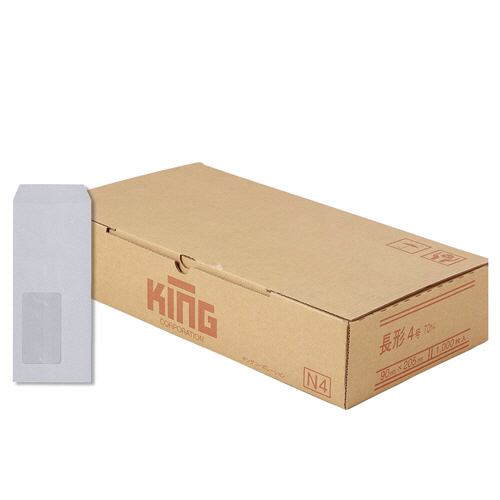 キングコーポレーション 窓明No.8  長4 口のり無 70g 〒枠無 センター貼 スカイブルー 1ケース(1000枚)(120259) 目安在庫=○