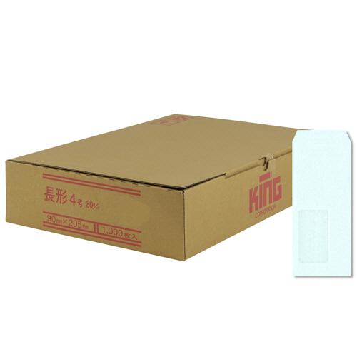 キングコーポレーション 窓明No.12 Hiソフトカラー 長4 口のり無 80g 〒枠無 センター貼 ブルー 1ケース(1000枚)(120215) 目安在庫=○