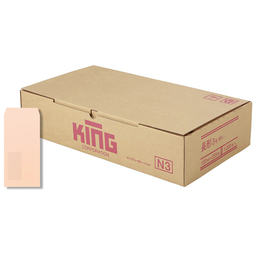 キングコーポレーション グラシン窓明No36 PHiソフトC長3 口のり無80g〒枠無 センター貼 ピンク 1ケース(1000枚)(120136) 目安在庫=○