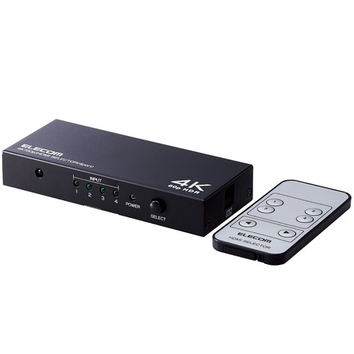 エレコム HDMI切替器(4ポート) マルチディスプレイ ミラーリング 専用リモコン付キ D(DH-SW4KP41BK) メーカー在庫品