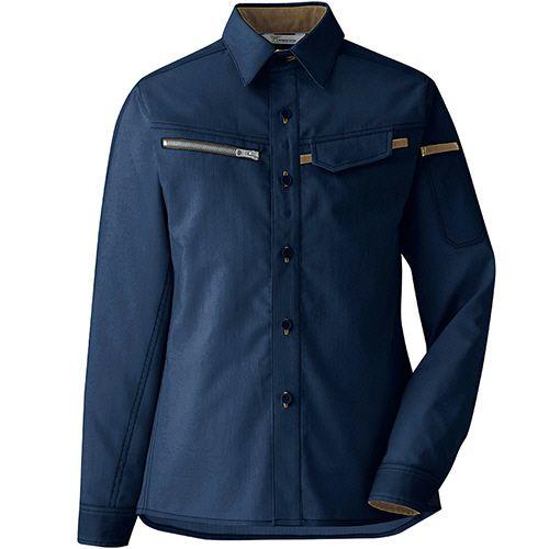 ミドリ安全 帯電防止JISベルデクセルフレックス 女性用 シャツ VELS2537上 ネイビー 7号 1着(VELS2537-UE-7) 取り寄せ商品 8,064円