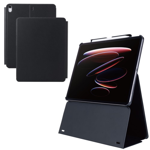 エレコム iPad Air ケース 13インチ ( M3 / M2 ) 高サ調整フラップ ブラック(TB-A25XWVH2BK) メーカー在庫品