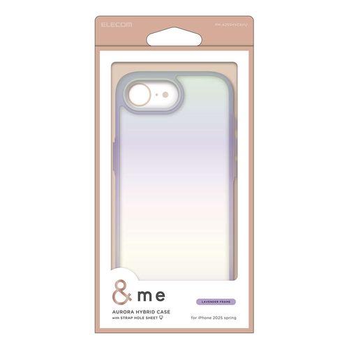 エレコム  iPhone 16e ケース ハイブリッド ストラップホール付 オーロラ ラベンダー(PM-A25SHVCAPU) メーカー在庫品