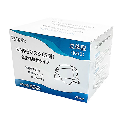 TKJP 気密性増強型 5層マスク K03 スポンジ有 高いろ過率 1、000枚 ホワイト(k03-1000) 取り寄せ商品