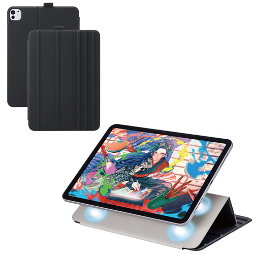 エレコム iPad Pro ケース 11インチ ( M4 ) マグネット着脱フラップ ブラック(TB-A25PMWVDBK) メーカー在庫品
