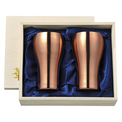 田辺金具 華 タンブラー 300ml 銅ミラー(ブロンズ) 桐箱2ヶセット(TK-2860) 取り寄せ商品