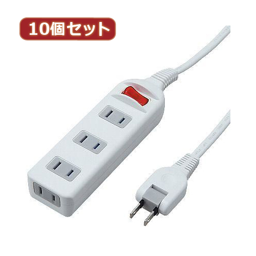 YAZAWA 10個セット 耐トラシャッター 集中スイッチ付タップ4個口(Y02S413WHX10) 取り寄せ商品
