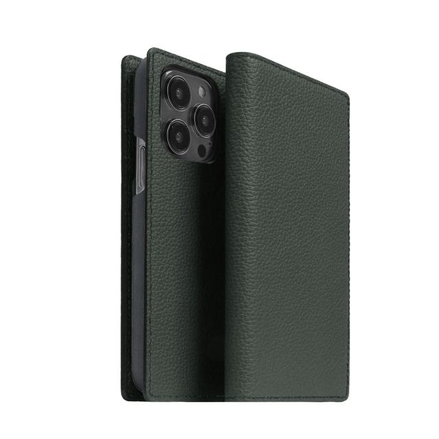 abbi SIGNATURE VINTAGE イタリアンレザーダイアリーケース for iPhone 14 Pro グリーン 手(ABS24071i14PGR) 仕入先在庫品