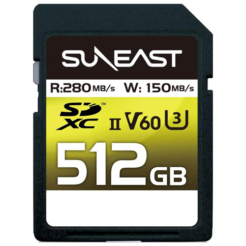 旭東エレクトロニクス SUNEAST SDXC UHS-II カード 512GB V60 1枚(SE-SDU2512GB280) 取り寄せ商品