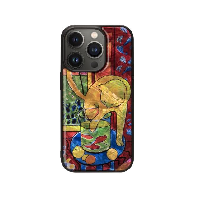 ikins 天然貝ケース for iPhone 14 Pro 魚と猫(I23592i14P) 仕入先在庫品 4,887円
