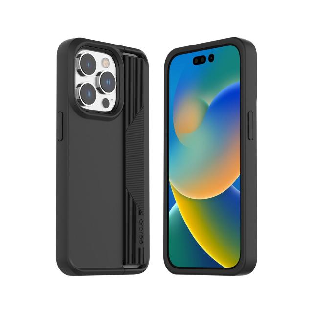araree ハンドストラップケースBOAT for iPhone 14 Pro ブラック 背面カバー型(AR24681i14PBK) 仕入先在庫品