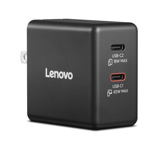 レノボ・ジャパン 65W デュアルUSB Type-C GaN ACアダプター(40AW065BUS) 取り寄せ商品
