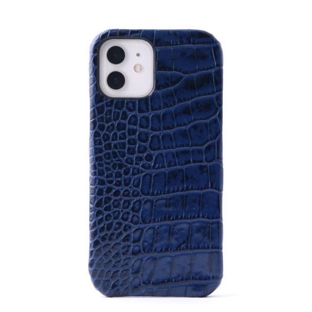 ABBI iPhone 12 / 12Pro イタリアンレザー クロコバックカバーケース ネイビー(ABS20514i12P) 取り寄せ商品