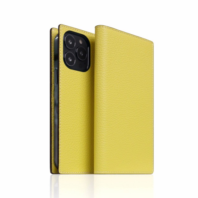 SLG Design Neon Full Grain Leather Diary Case for iPhone 14 Pro Lemon(SD24324i14PLM) 仕入先在庫品