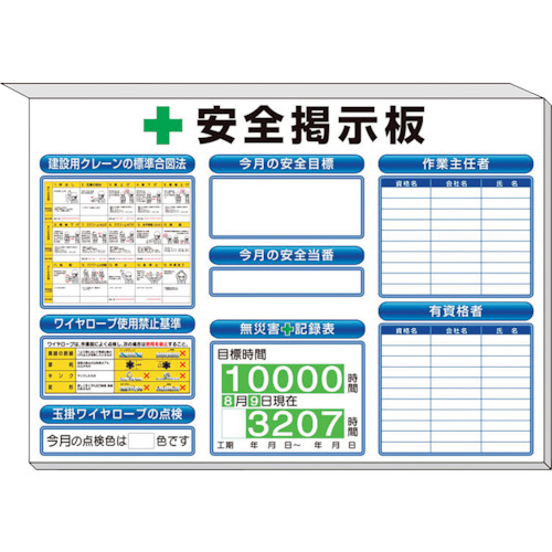 ユニット ミニ掲示板 クレーンの基準合図法他入白地 850×1200 1セット(313-53W) 取り寄せ商品