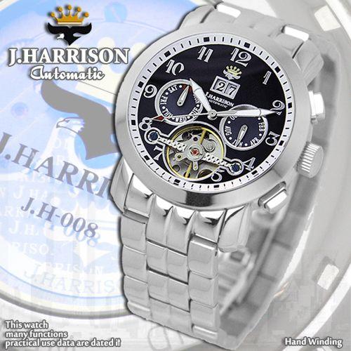 J.HARRISON 多機能付ビッグテンプ自動巻&amp;手巻き(JH-008BB) 取り寄せ商品