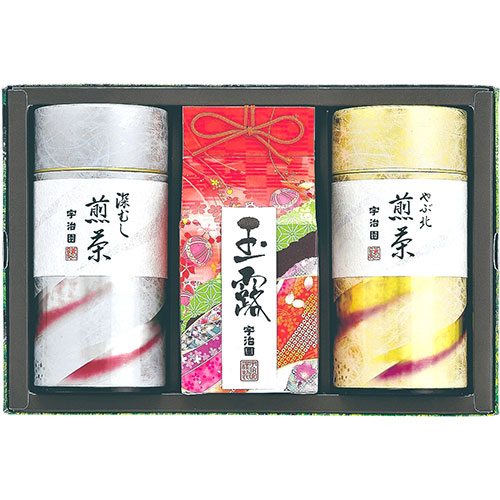 宇治園 【6セット】  銘茶セット 【玉露宝龍/80g、煎茶やぶ北・深むし煎茶/各120g】(FUJI55590X6) 取り寄せ商品