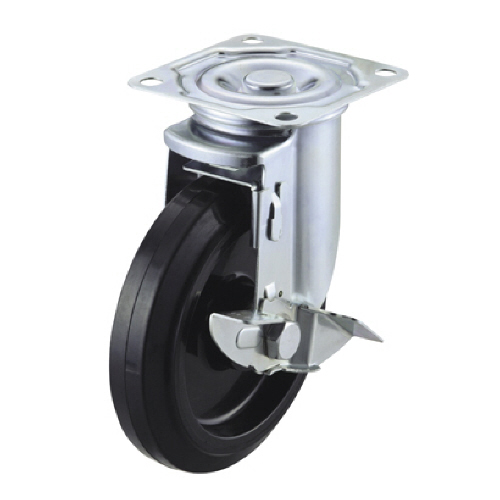 ワコーパレット ワコー エアーキャスター(自在車ストッパー付) 125mm ゴム車 1個(AHG125NRBDS) 目安在庫=○