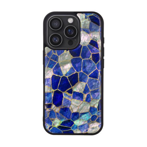 ikins 天然貝ケース for iPhone 16 Pro ステンドグラス ブルー(I27130i16PR) 仕入先在庫品 5,889円