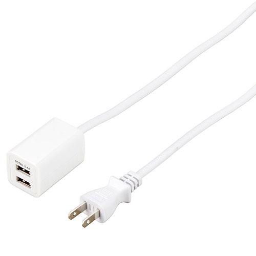 ヤザワコーポレーション 【10個セット】  USBタップ 2ポート 2.4A 0.5m ホワイト(H720052UWHX10) 取り寄せ商品