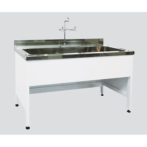 アズワン 中央実験台用スチール流し台 奥行６００・１槽シンクタイプ １５００×６００×８００mm (1台)(3-4152-02) 取り寄せ商品