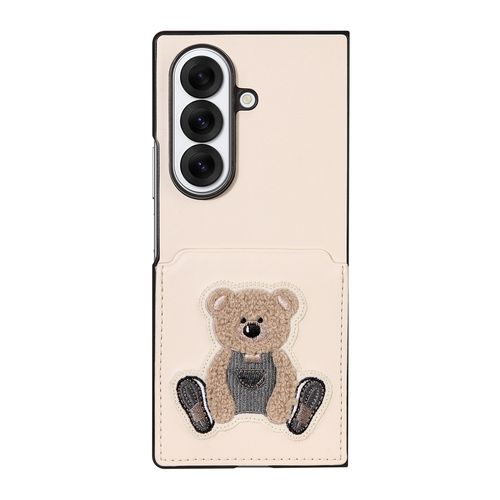 DESIGNSKIN DESIGN SKIN ベア刺繍カードポケット付きケース for Galaxy Z Fold7 アイボリー(DSK28041GZFD7) 仕入先在庫品