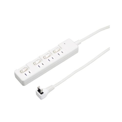 ヤザワコーポレーション 【5個セット】  雷ガード付4個口節電タップ2mホワイト(H8KS442WHX5) 取り寄せ商品