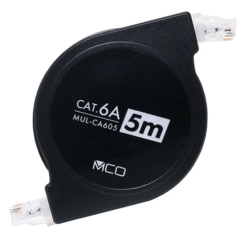 ミヨシ 【5個セット】  コードリールCAT.6A LANケーブル 5mブラック(MUL-CA605/BKX5) 取り寄せ商品