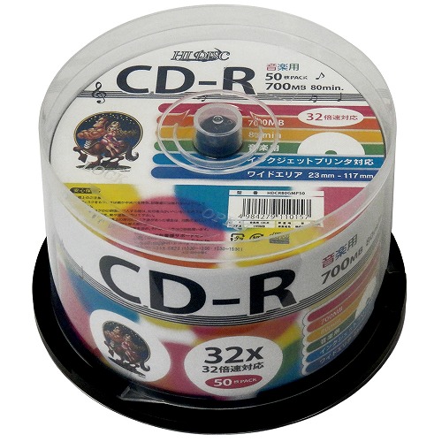 HIDISC 6個セット HI DISC CD-R 700MB 50枚スピンドル 音楽用 32倍速対応 白ワイド(HDCR80GMP50X6) 取り寄せ商品 6,134円