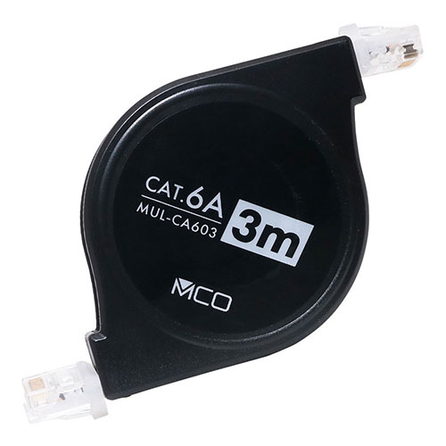 ミヨシ 【5個セット】  コードリールCAT.6A LANケーブル 3mブラック(MUL-CA603/BKX5) 取り寄せ商品