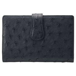 ノーブランド オーストリッチ横長ベロ付財布 ブラック(K51309230) 取り寄せ商品