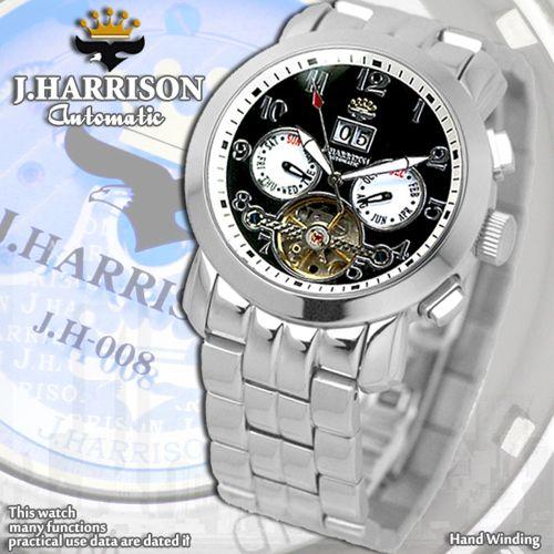 J.HARRISON 多機能付ビッグテンプ自動巻&amp;手巻き(JH-008BW) 取り寄せ商品