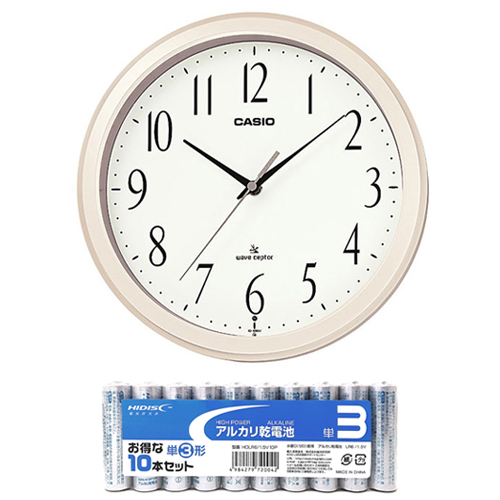 カシオ計算機 電磁波掛け時計 パール白いこと + 塩基蓄電池 単3形10本風呂敷き包み仕かける(IQ-1060J-7JF+HDLR6/1) 取り寄せ商いもの