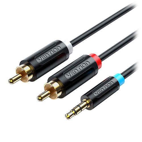 VENTION 【10個セット】  3.5Mm Male to 2-Male RCAアダプターケーブル 2m Black(BC-5565X10) 取り寄せ商品