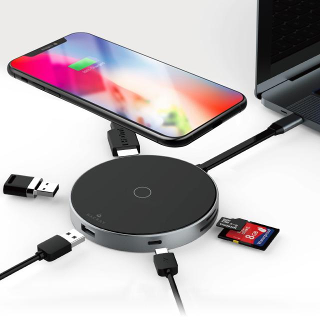 ＨＡＣＲＡＹ 7in1 USB-Cハブ+ワイヤレス充電器 7.5W急速充電(HR15547) 仕入先在庫品