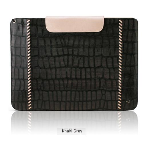 ZENUS Galaxy Tab 10.1 LTE Prestige Italian Hand Stitch Pouch Khaki Gray(Z401GT2) 取り寄せ商品