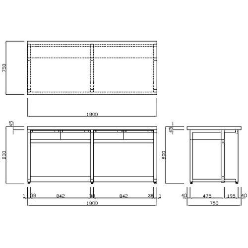 アズワン 分析機器用作業台 (オープンタイプ・引出し付き) 1800×750×800mm (1台)(3-1339-14) 取り寄せ商品 278,314円
