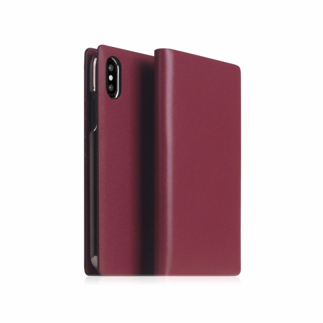 SLG Design iPhone XS Max Calf Skin Leather Diary バーガンディ(SD15483i65) 仕入先在庫品