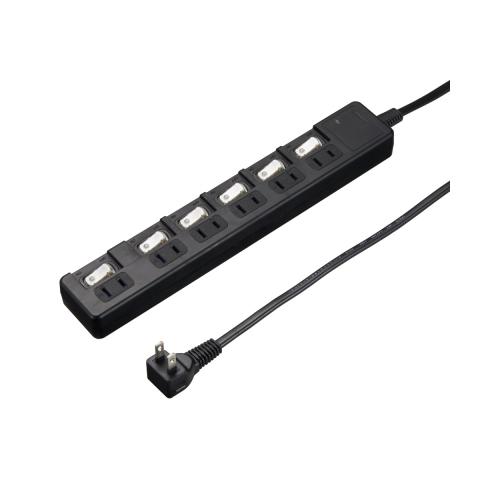 ヤザワコーポレーション 【5個セット】  雷ガード付6個口節電タップ1mブラック(H8KS661BKX5) 取り寄せ商品