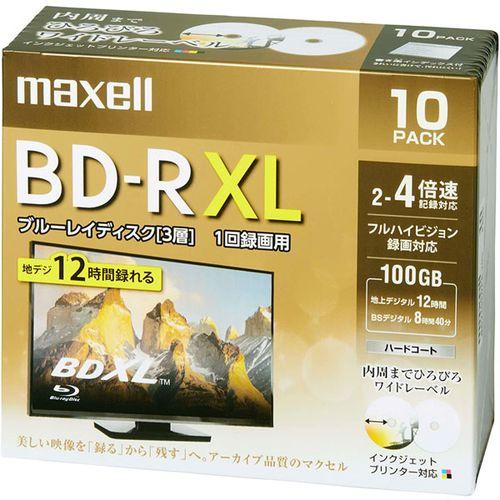 Maxell 録画用ブルーレイディスク BD-R XL（2〜4倍速対応） 720分/3層100GB 10枚(BRV100WPE.10S) 目安在庫=△ 6,033円