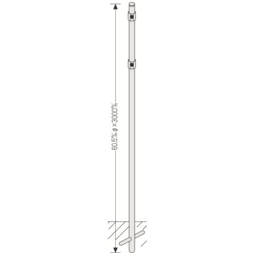 日本緑十字社 標識用ポール 埋め込みタイプ 60.5Φ×3000mm 標識取付用金具付 1本(136031) 取り寄せ商品