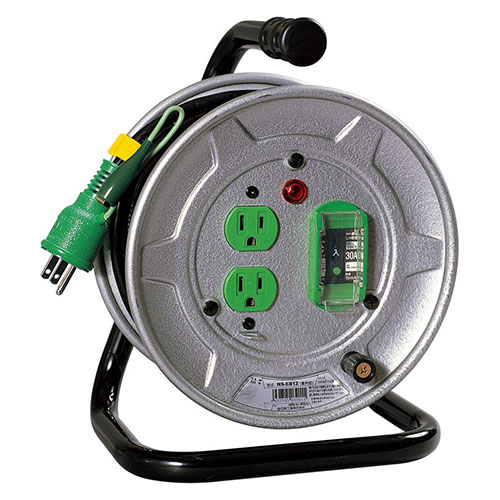 日動工業 コードリール 100V 屋内用 漏電保護専用ブレーカー付 10m シルバー(NICHIDO-NS-EB12) 目安在庫=○