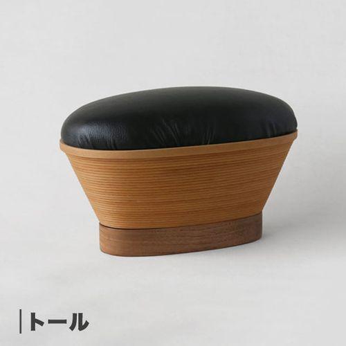 BUNACO 正座スツールだえん（トール） 色(ライトブラウン×合皮ブラック)(IB-S2121) 特産品