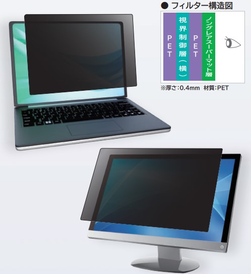 光興業 覗き見防止フィルター Looknon-N9 デスクトップ用 23.8インチ（16:9）(LN9-238IO) 目安在庫=○